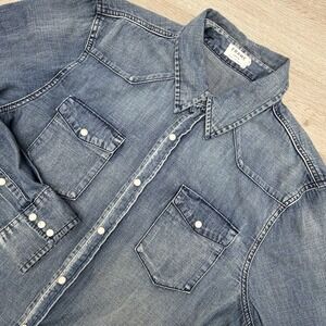 Frame Denim Mens Snap Button Up Long Sleeve Jean Shirt Medium